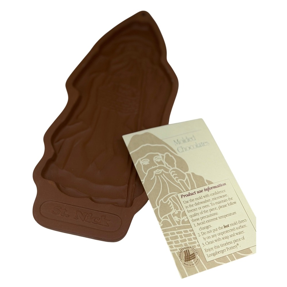 VTG Longaberger Pottery Cookie Mold Brown St Nick Santa Christmas 1993 Holiday
